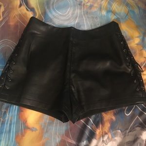 Faux leather shorts